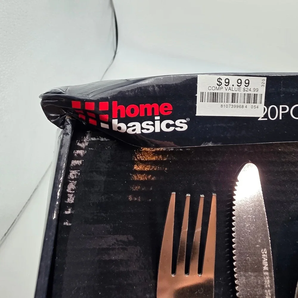 Home Basics 20 Piece Stainless Steel Flatware Set Service for 4 FS37432 Silver